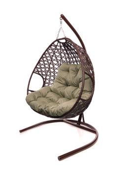 Подвесное кресло M-group ДЛЯ ДВОИХ ЛЮКС с ротангом коричневое